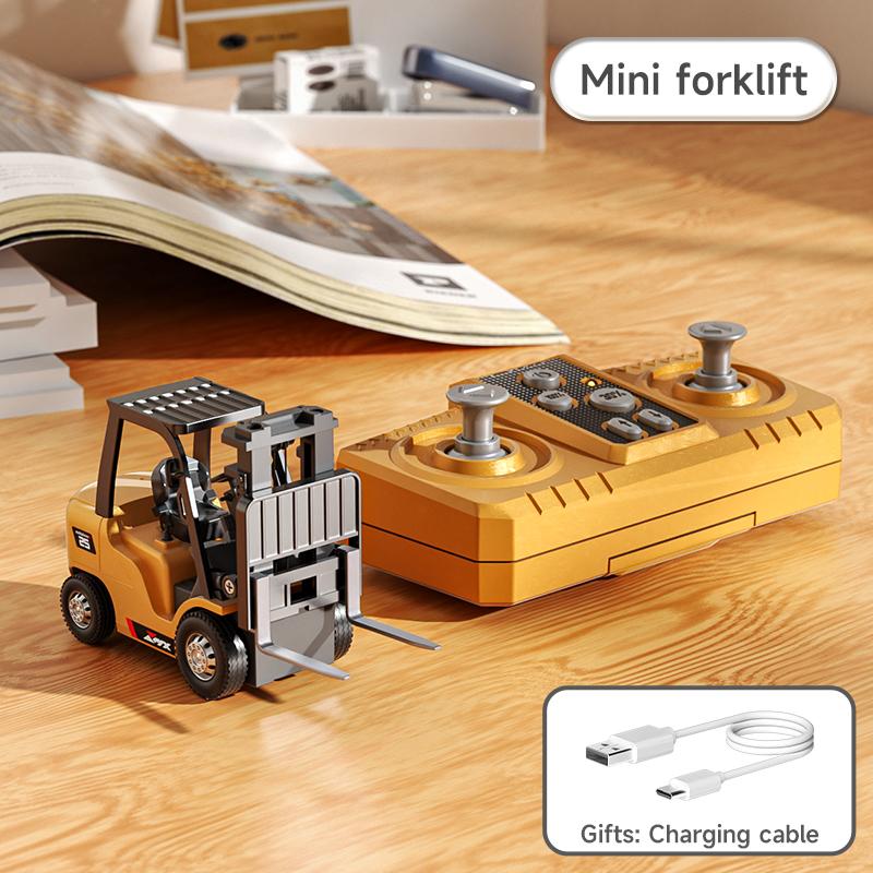 1/64 Mini RC Construction Trucks Set with Lights, Sounds & Full Detail