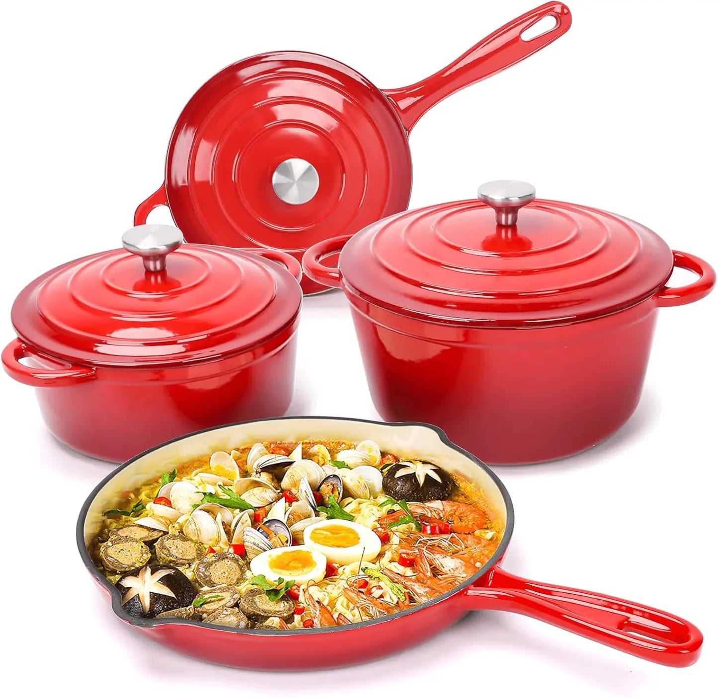 7-Piece Enameled Cast Iron Cookware Set