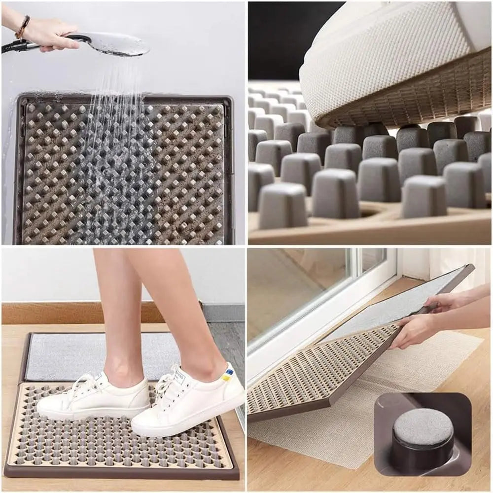 Multi-functional shoe shining floor mat