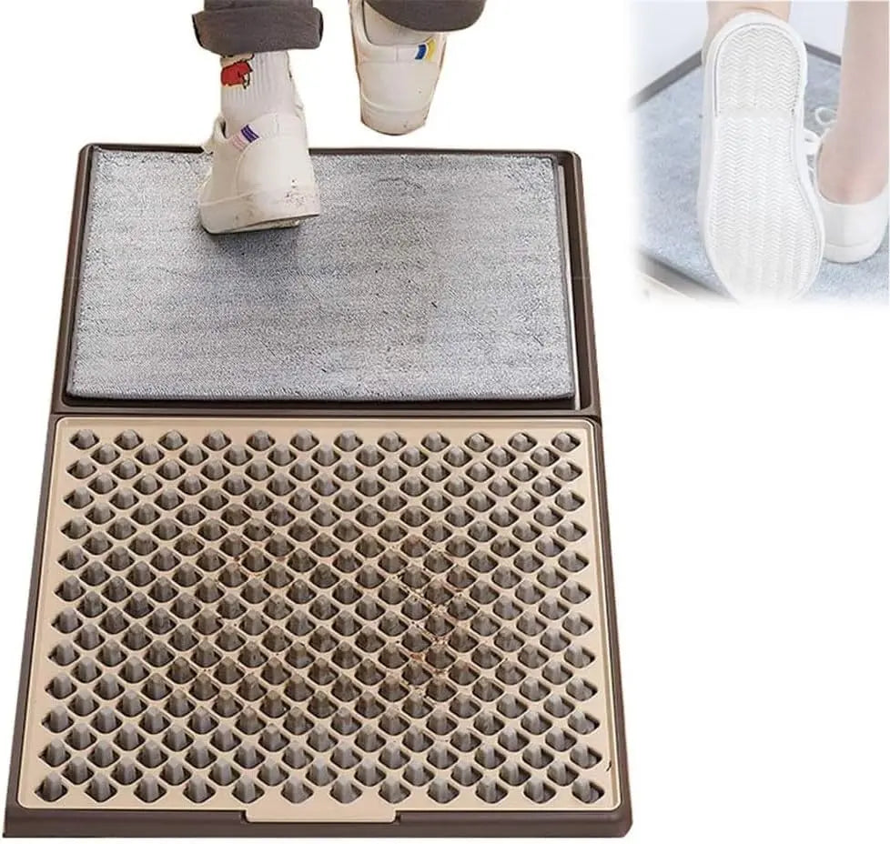 Multi-functional shoe shining floor mat