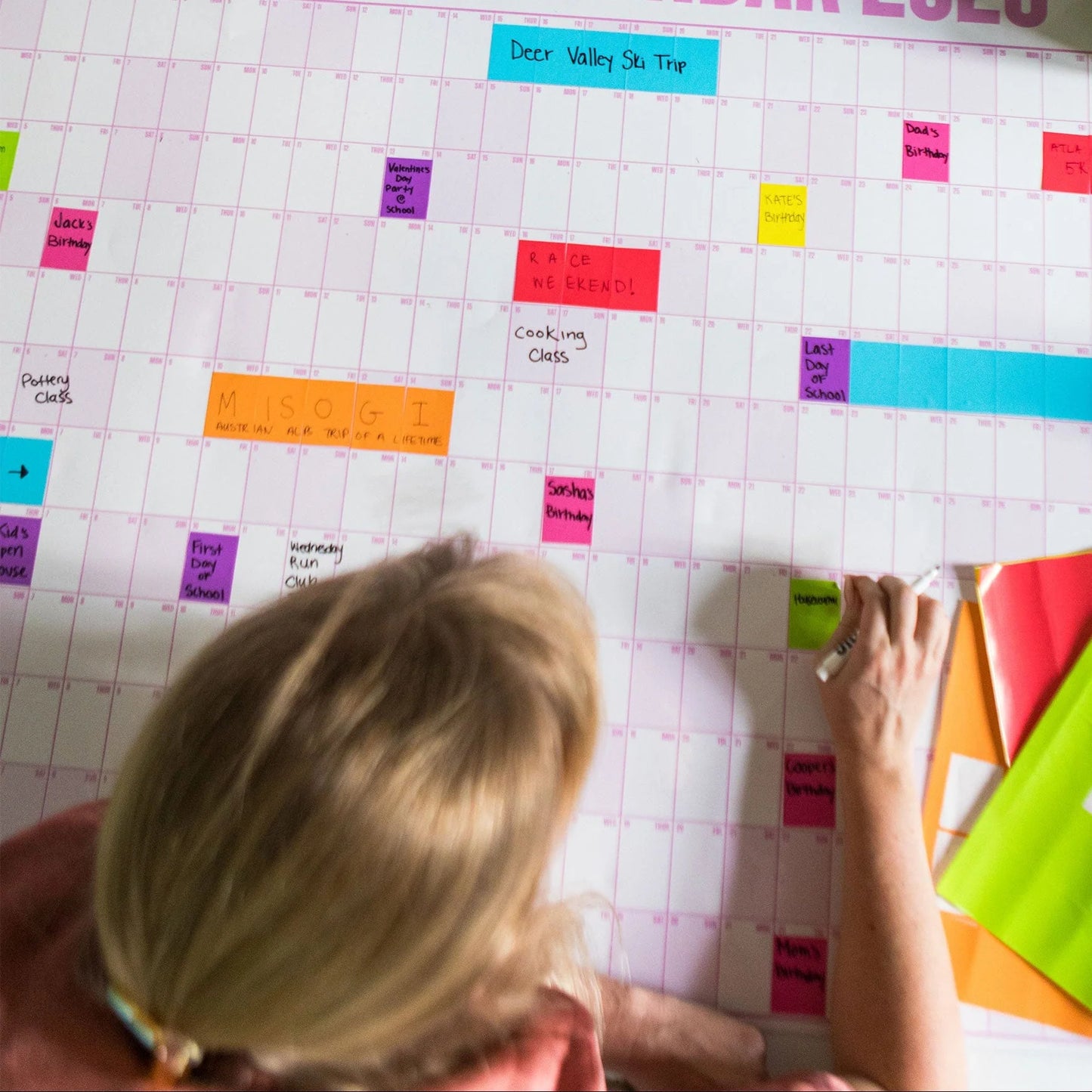 The Big Bright Calendar 2026 📅 - Design Your Amazing 2026! ✨ - 365-Day Year-at-a-Glance Wall Calendar with Dry-Erase Material ✏️ & Custom Labels 🏷️