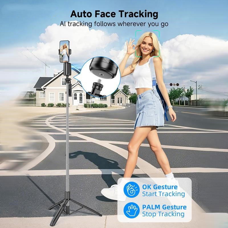 Automatic Face-Tracking Tripod with 360-Degree Rotation and Mounting Bracket