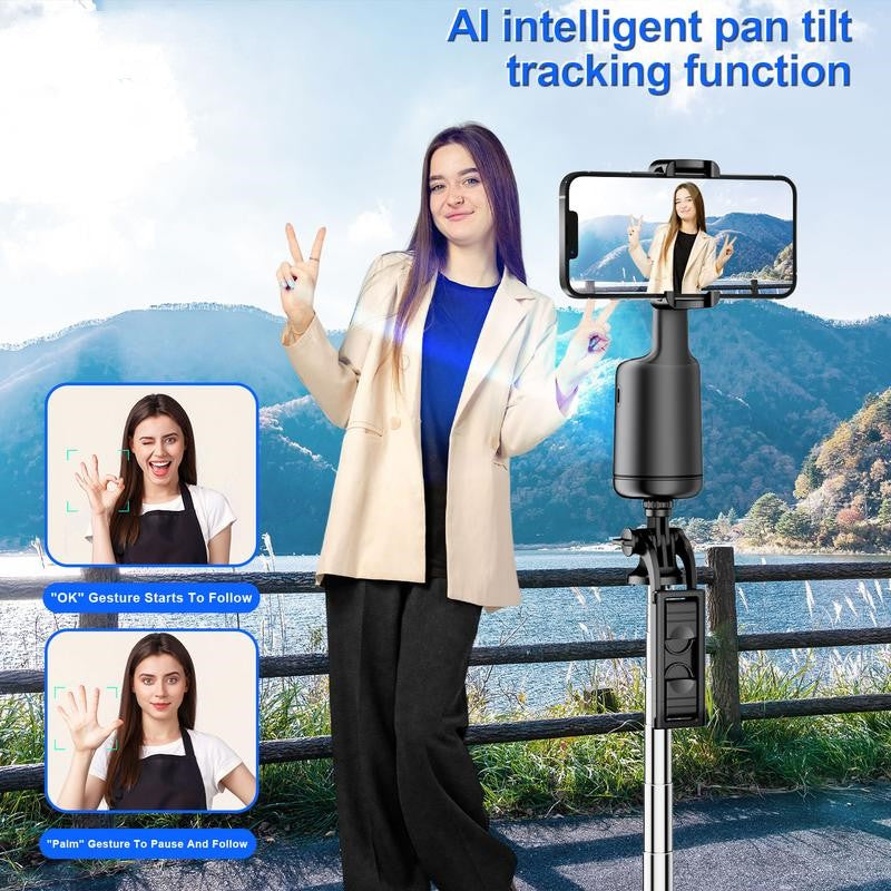 Automatic Face-Tracking Tripod with 360-Degree Rotation and Mounting Bracket