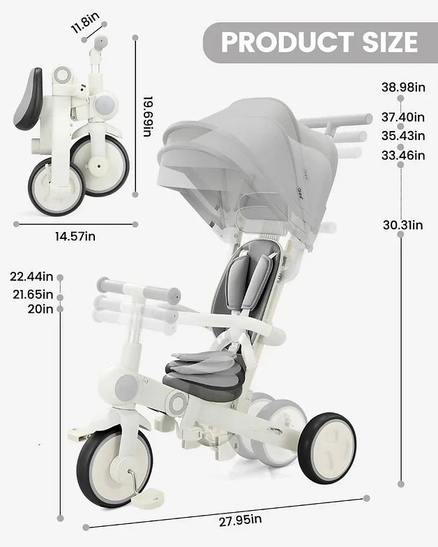 7-in-1 Grow-with-Me Toddler Tricycle