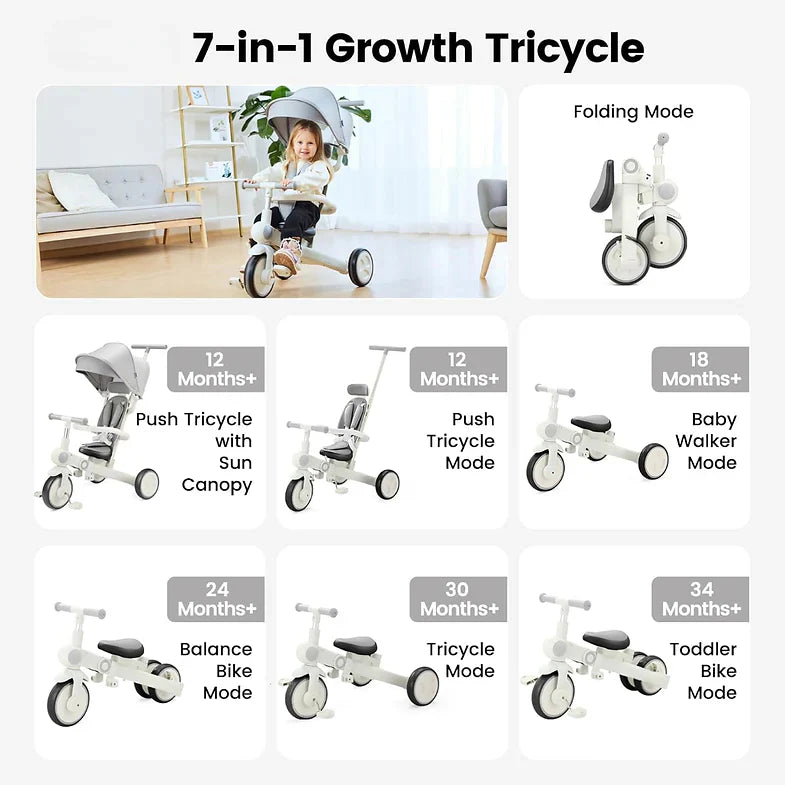 7-in-1 Grow-with-Me Toddler Tricycle
